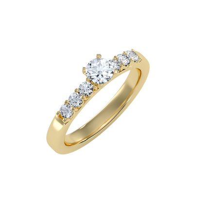 Solitaire ring with accent stones .74 ct