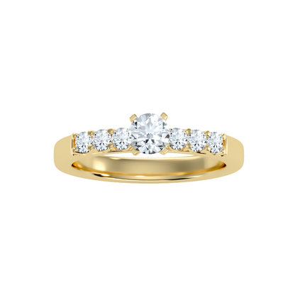 Solitaire ring with accent stones .74 ct
