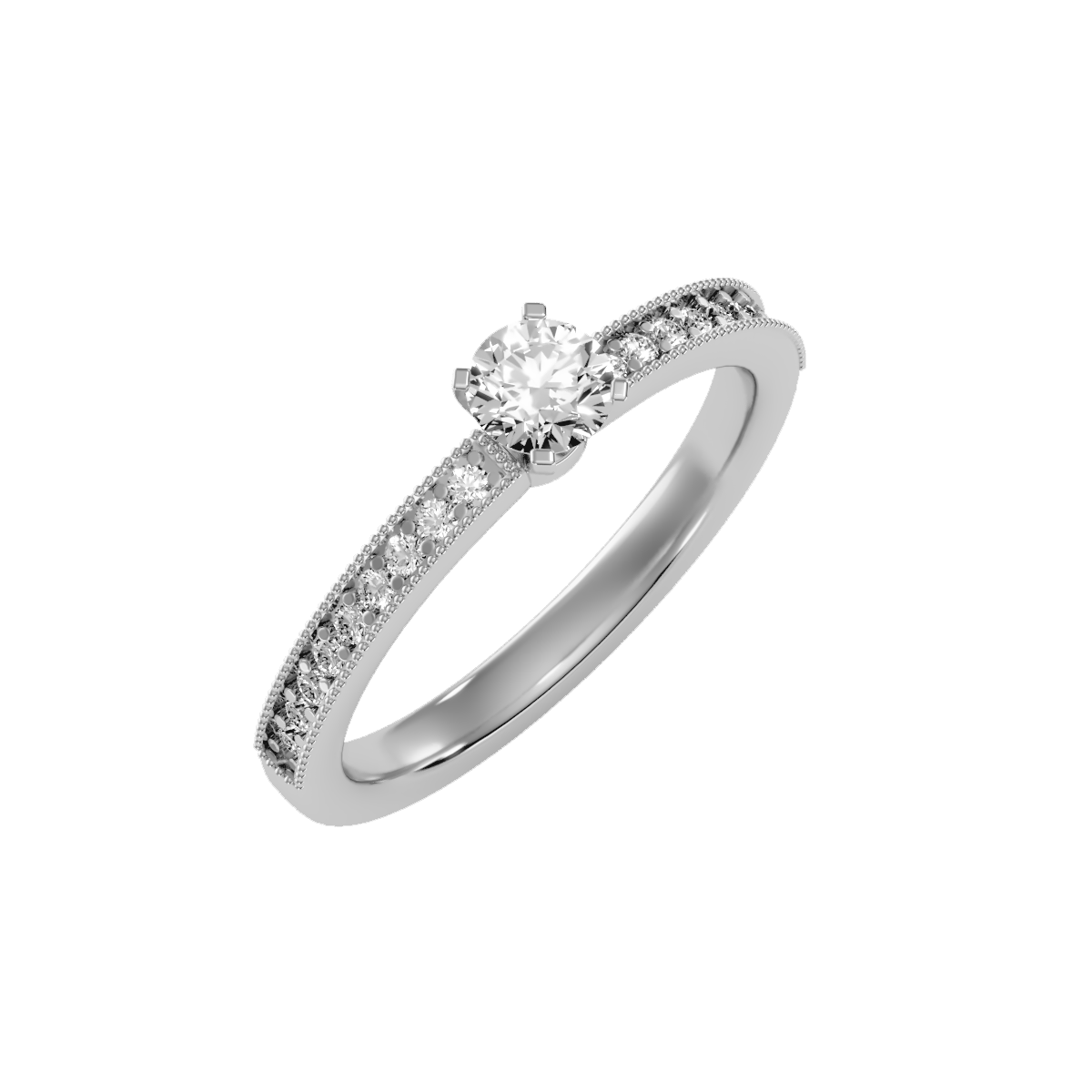 Solitaire ring with accent stones .55 ct