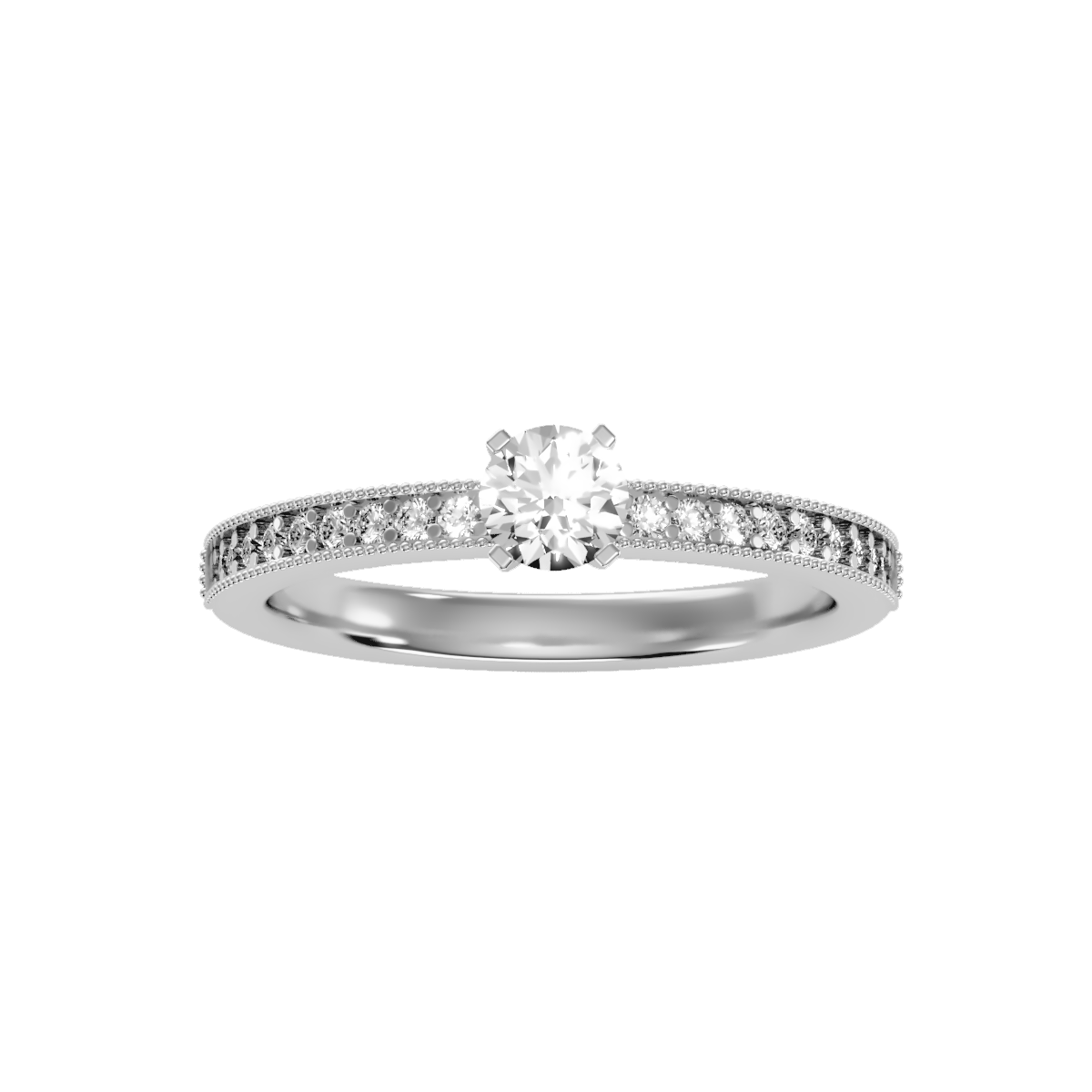 Solitaire ring with accent stones .55 ct