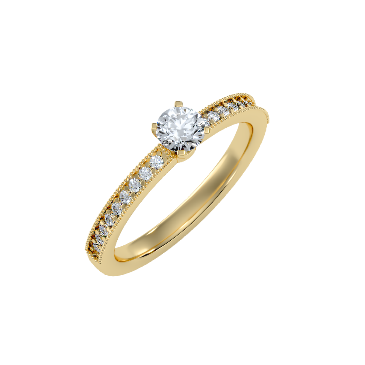 Solitaire ring with accent stones .55 ct