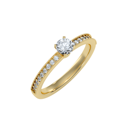 Solitaire ring with accent stones .55 ct