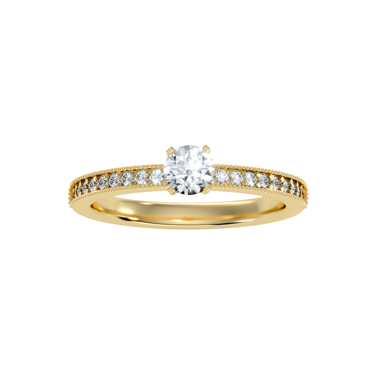 Solitaire ring with accent stones .55 ct