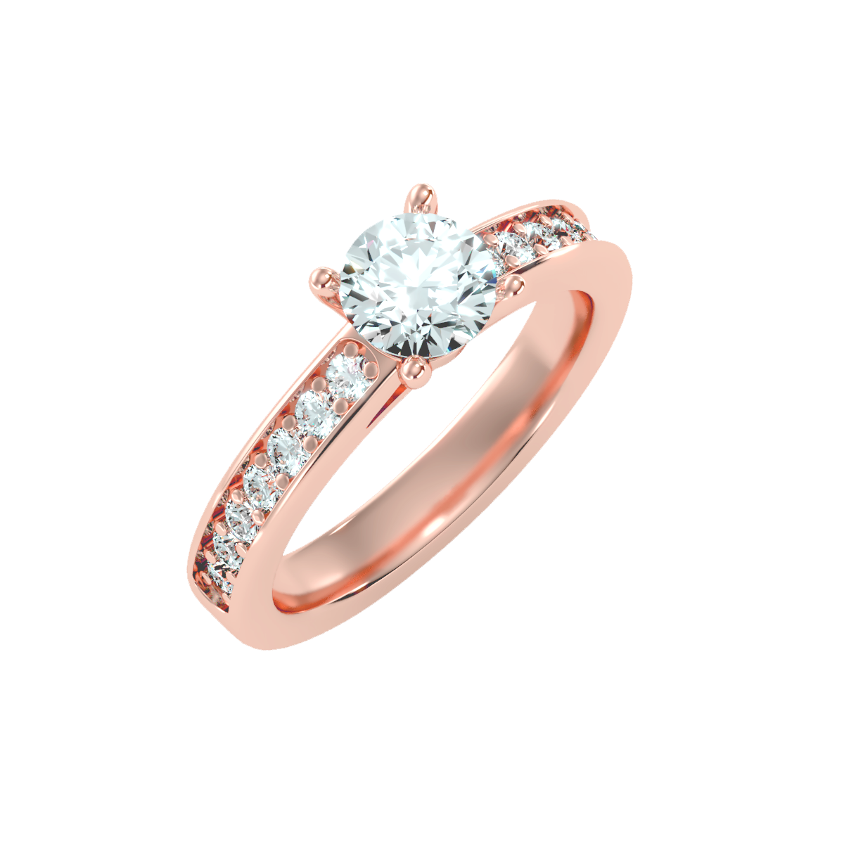 Solitaire ring with accent stones .95 ct
