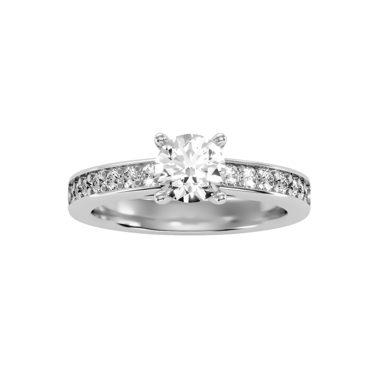 Solitaire ring with accent stones .95 ct