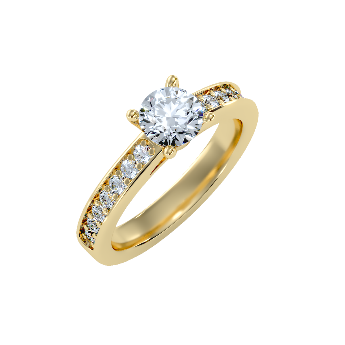 Solitaire ring with accent stones .95 ct