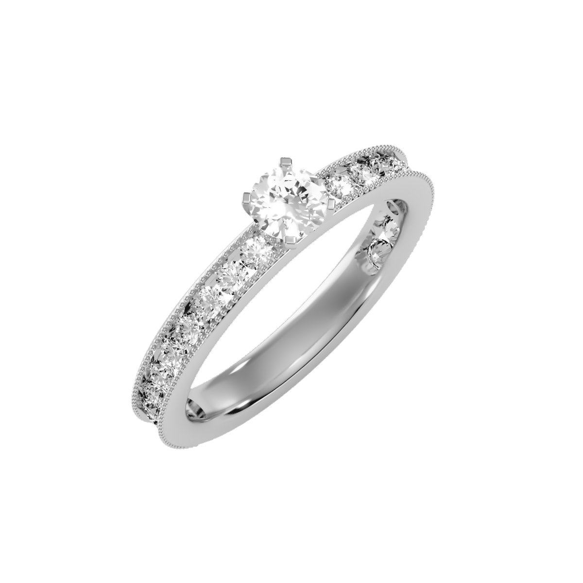 Solitaire ring with accent stones .97 ct