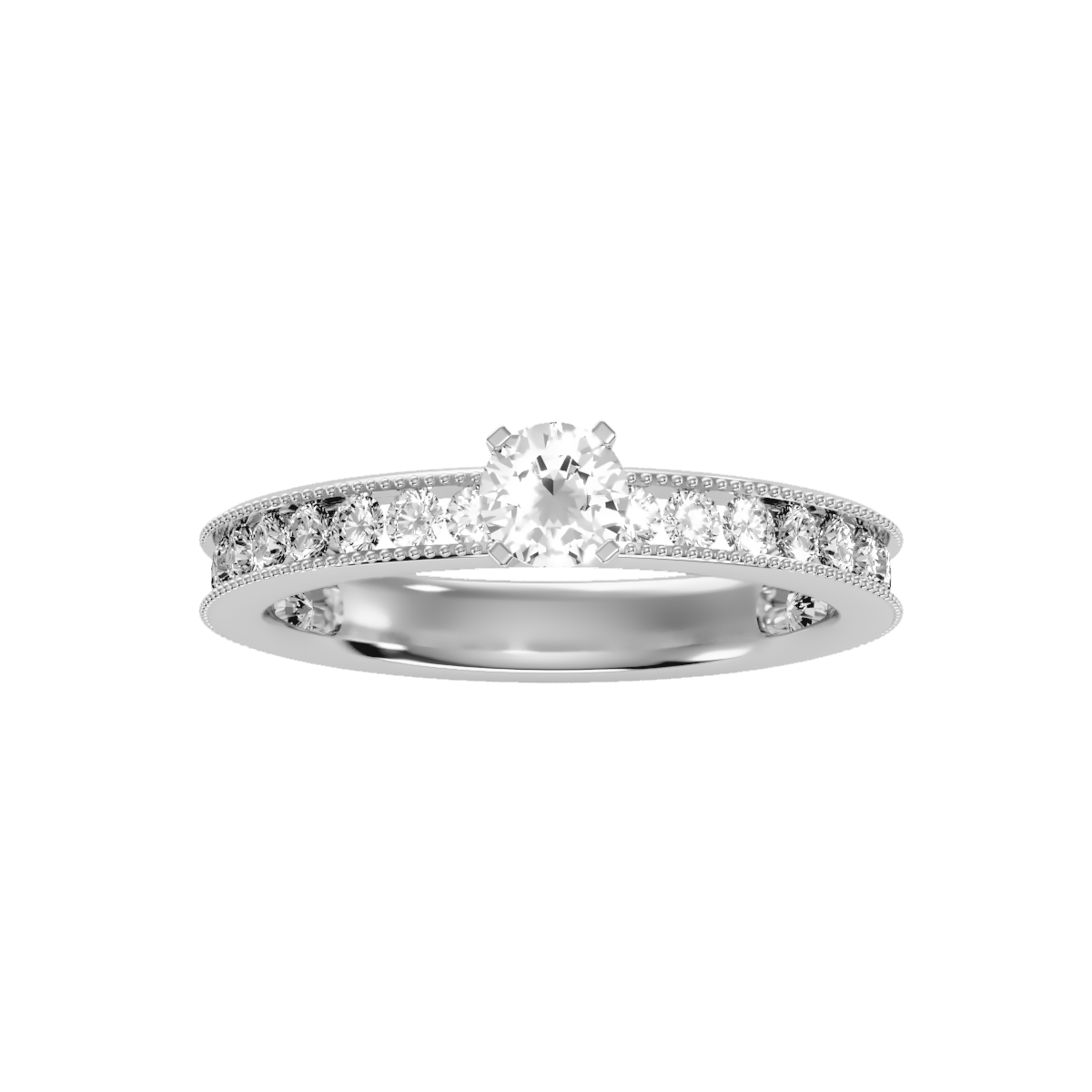 Solitaire ring with accent stones .97 ct