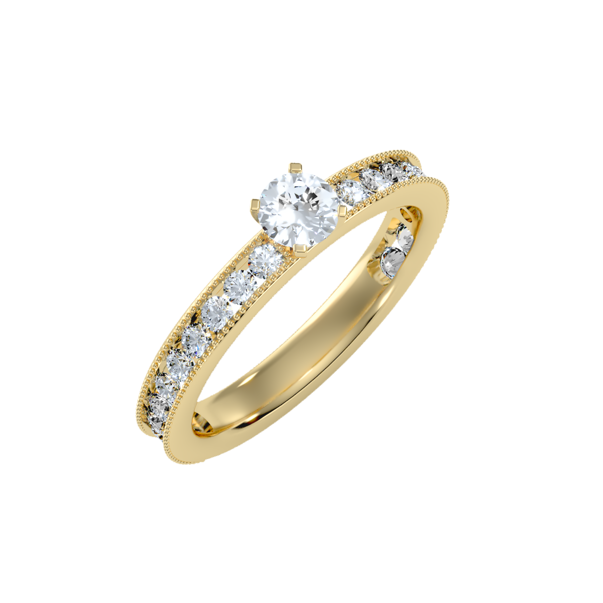 Solitaire ring with accent stones .97 ct