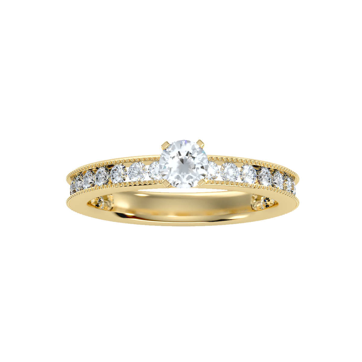 Solitaire ring with accent stones .97 ct