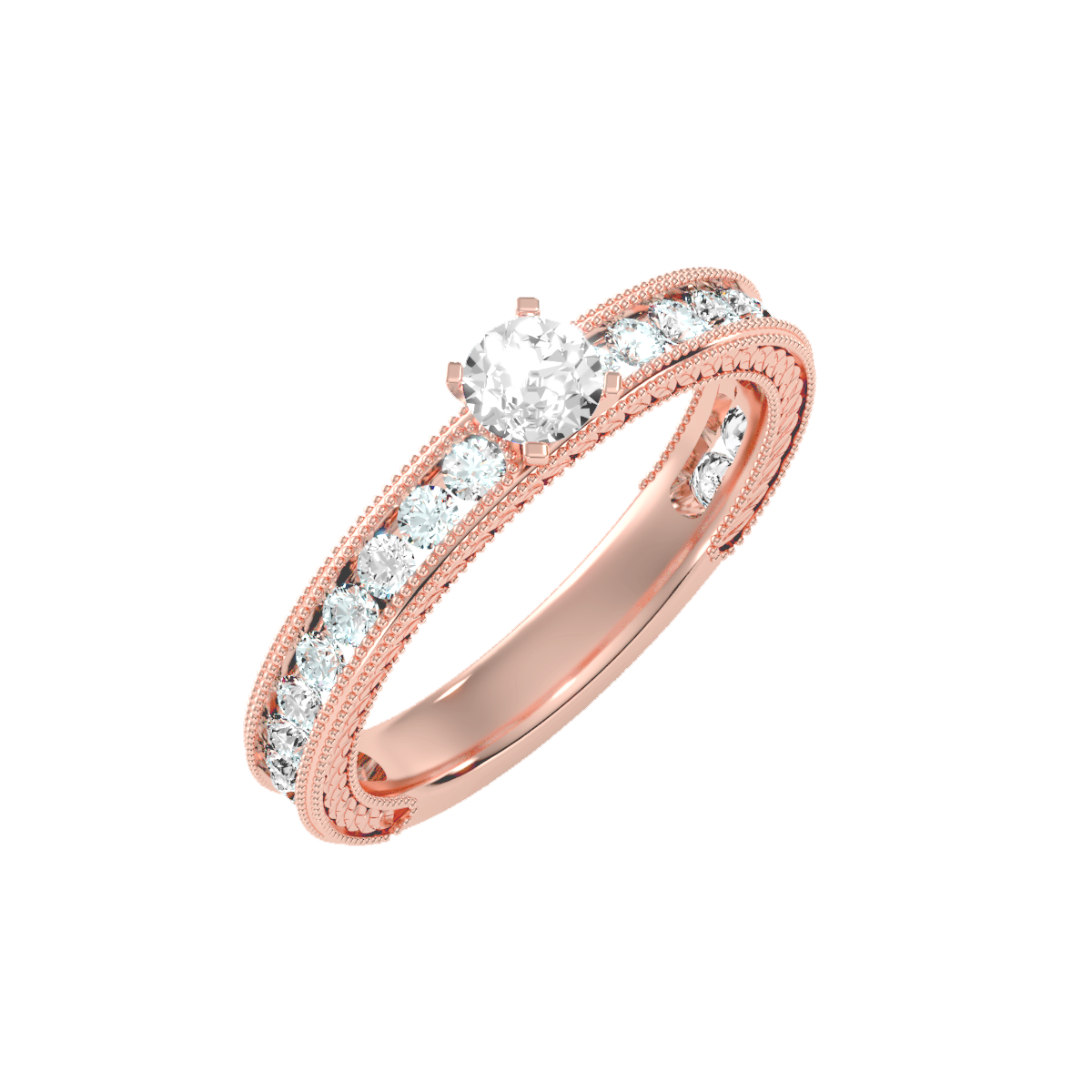 Solitaire ring with accent stones .96 ct
