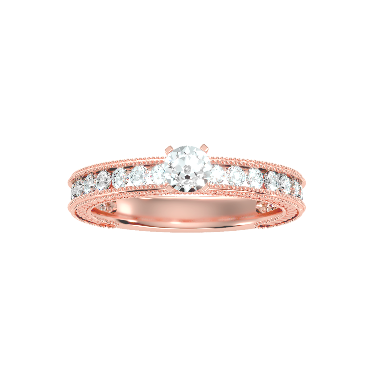 Solitaire ring with accent stones .96 ct