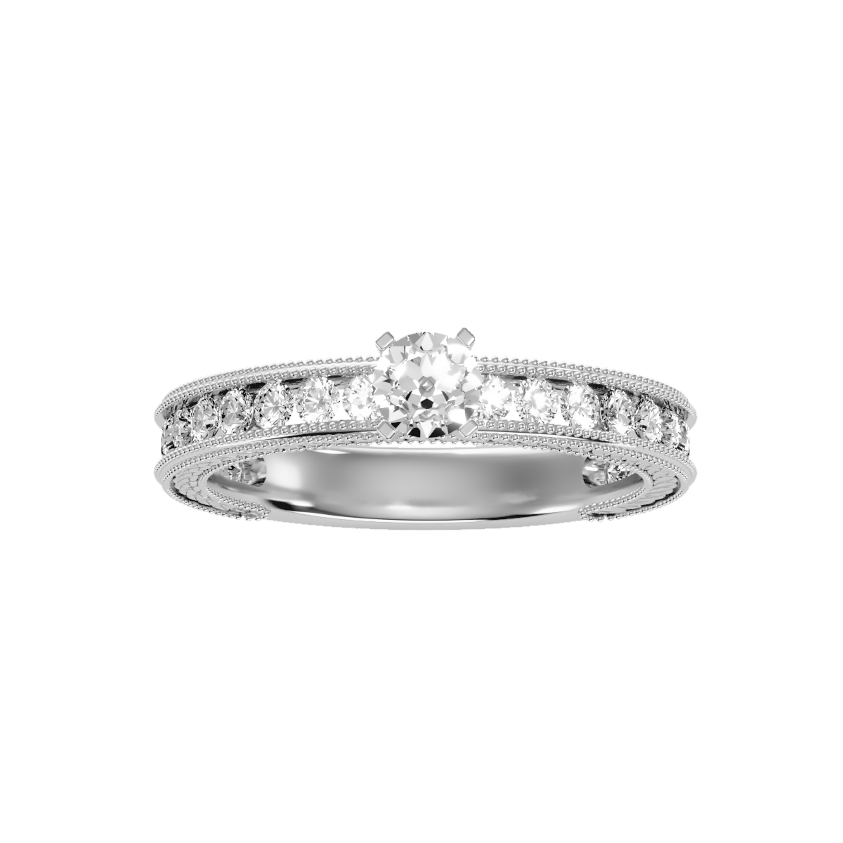 Solitaire ring with accent stones .96 ct