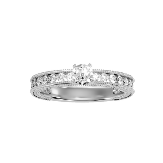 Solitaire ring with accent stones .96 ct