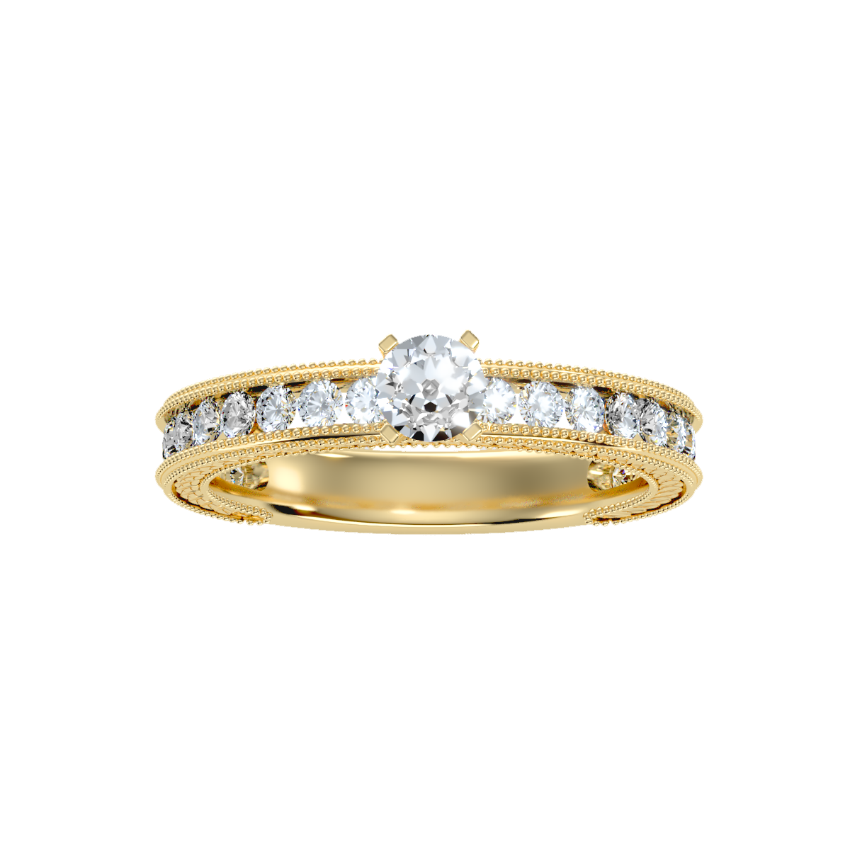 Solitaire ring with accent stones .96 ct
