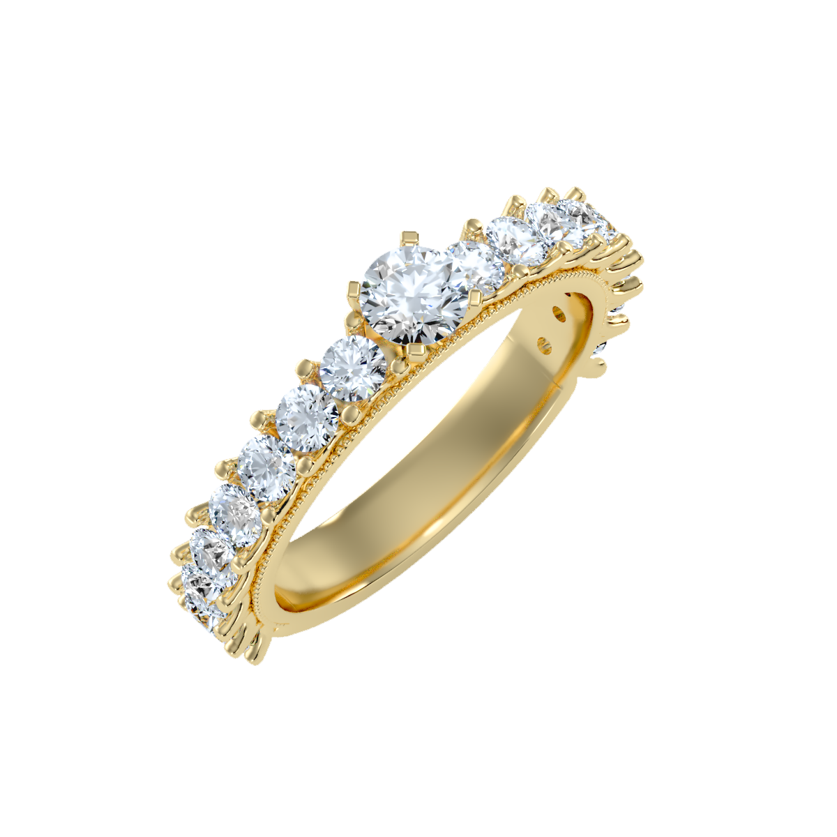 Solitaire ring with accent stones 1.50 ct