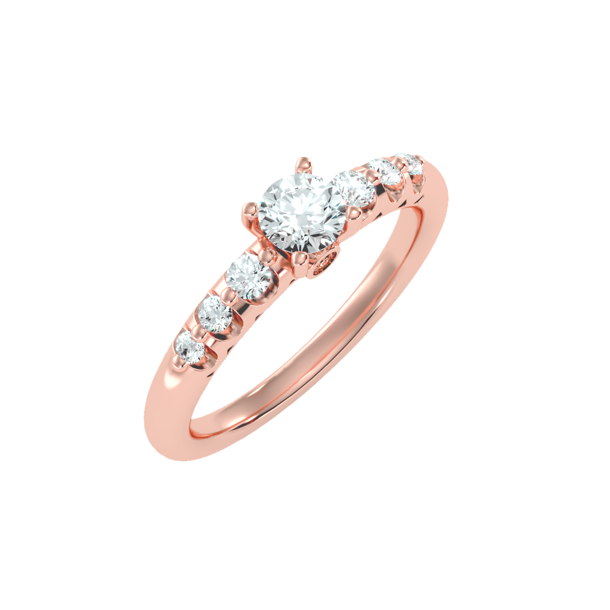 Solitaire ring with accent stones .75 ct