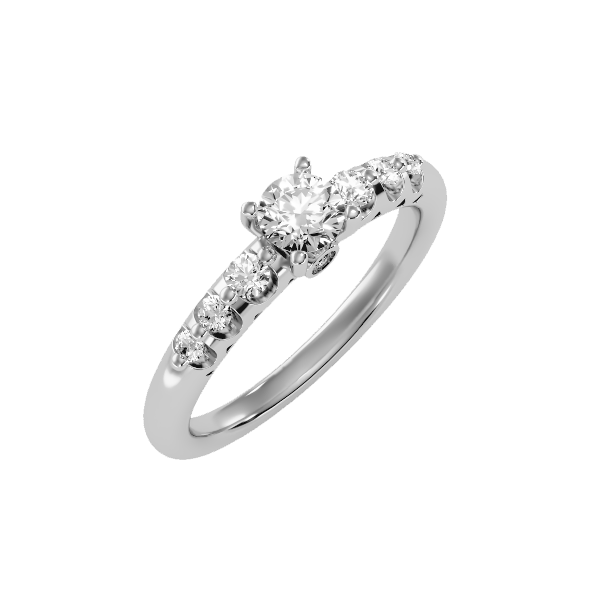 Solitaire ring with accent stones .75 ct
