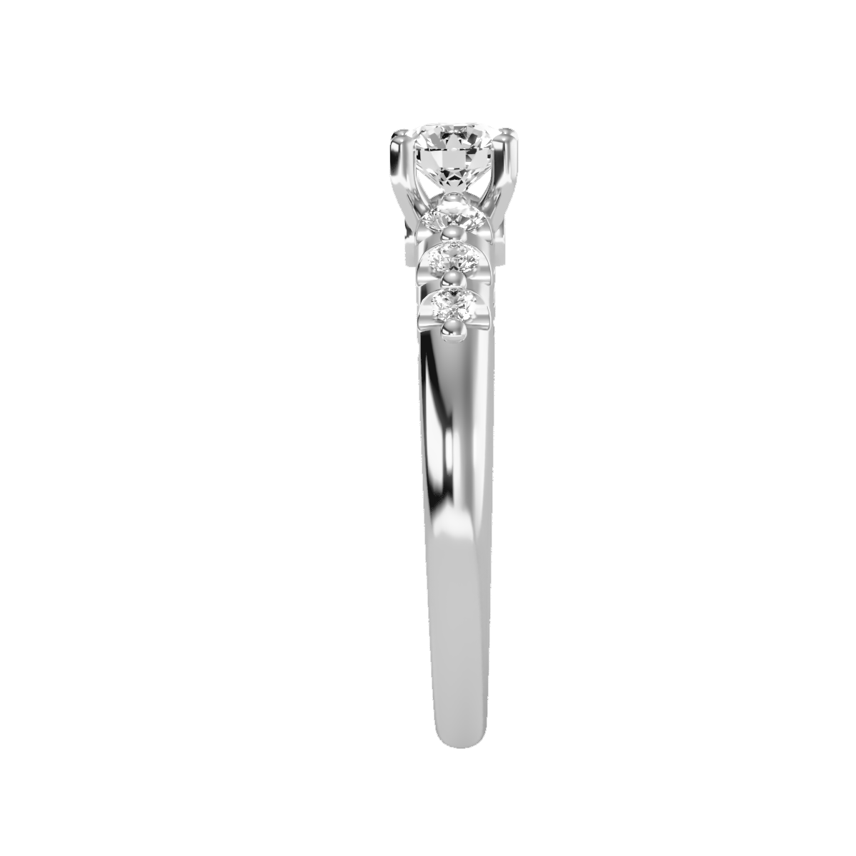 Solitaire ring with accent stones .75 ct
