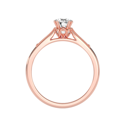 Solitaire ring with accents stones .77 ct