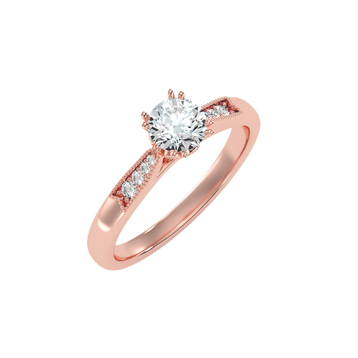 Solitaire ring with accents stones .77 ct