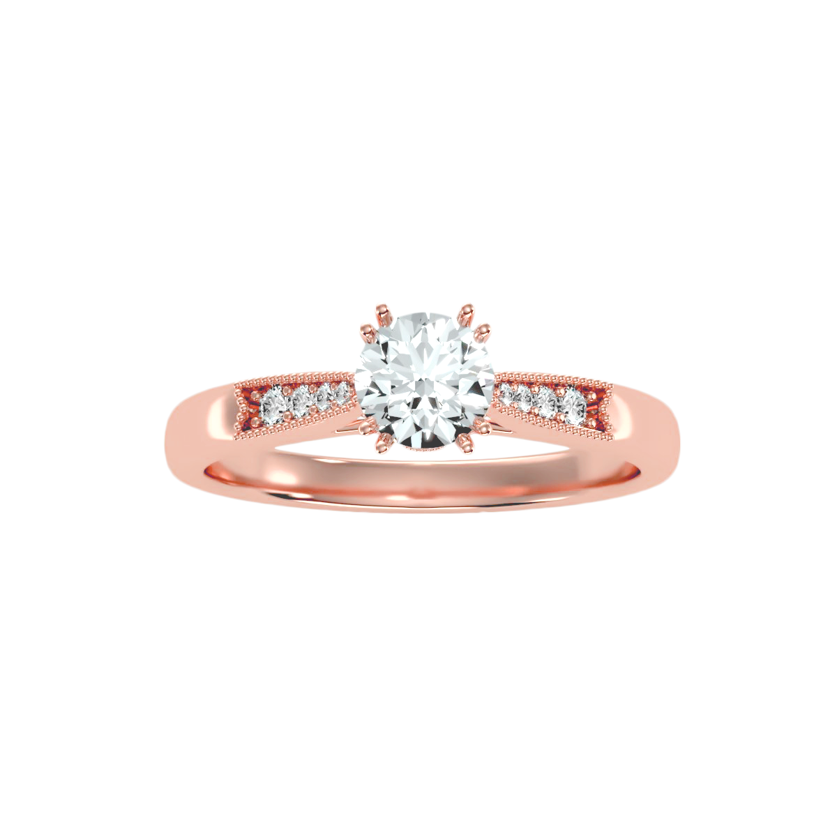Solitaire ring with accents stones .77 ct