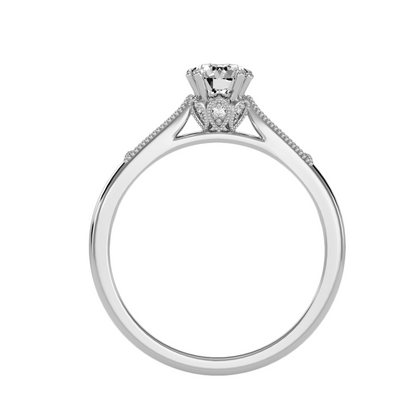 Solitaire ring with accents stones .77 ct
