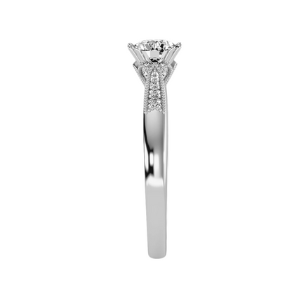 Solitaire ring with accents stones .77 ct