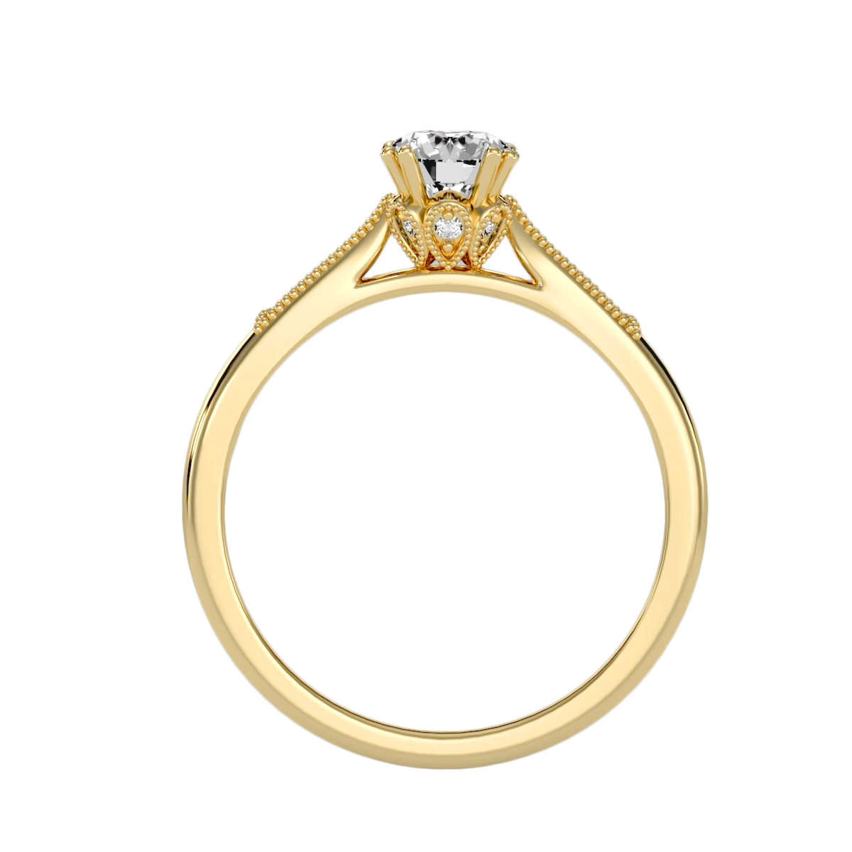 Solitaire ring with accents stones .77 ct