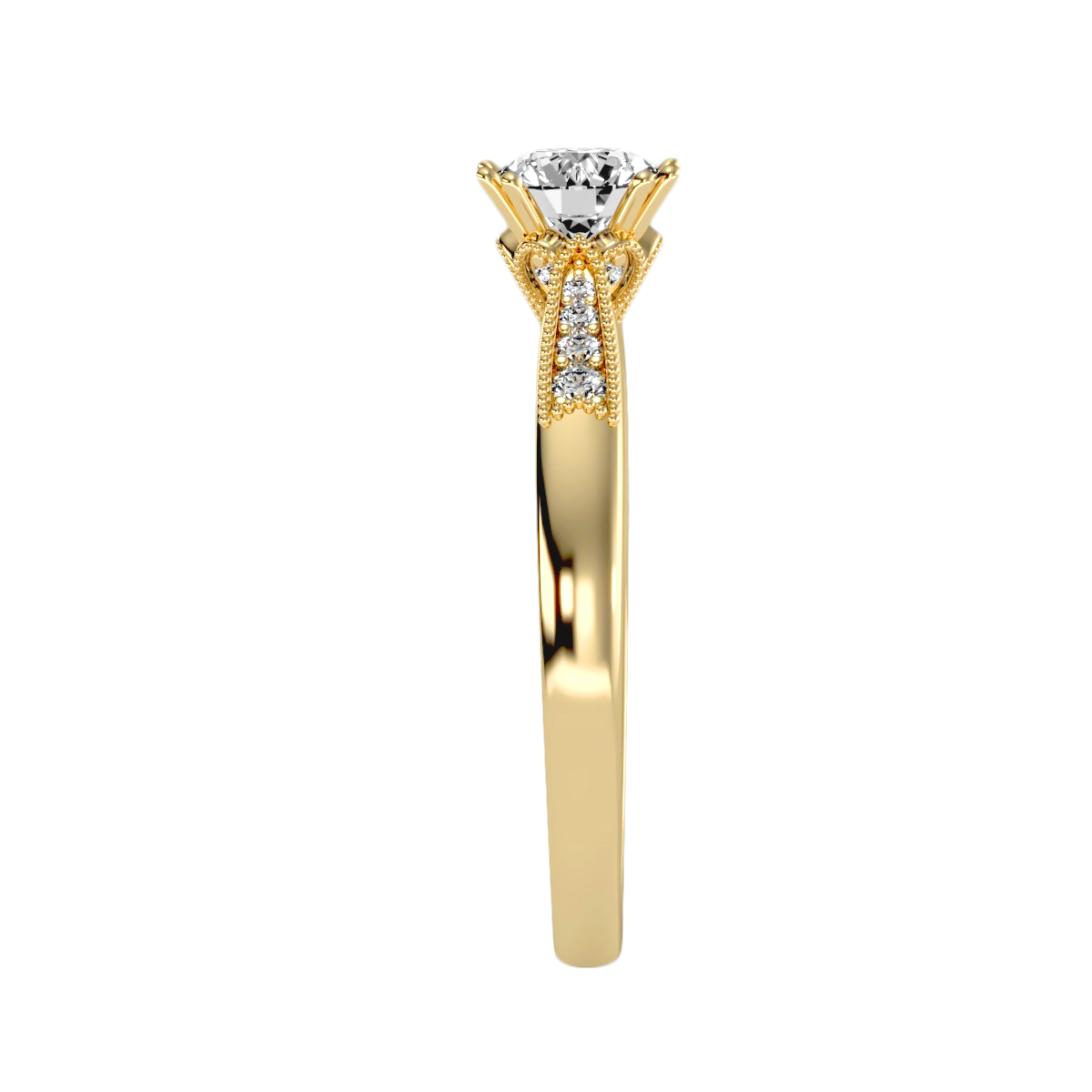 Solitaire ring with accents stones .77 ct