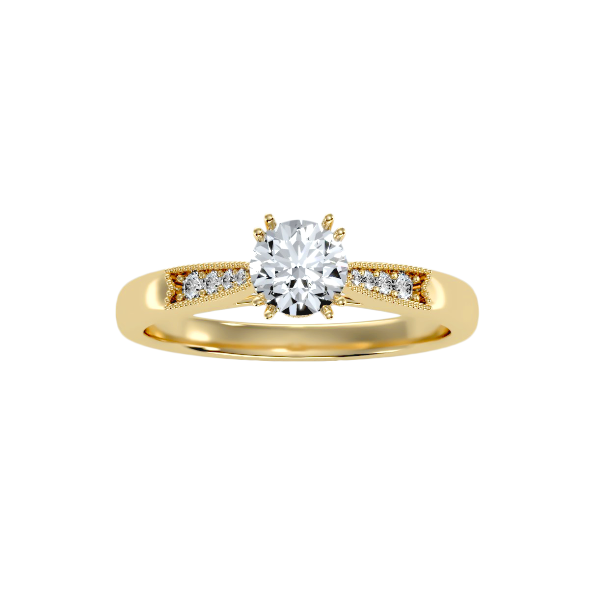 Solitaire ring with accents stones .77 ct