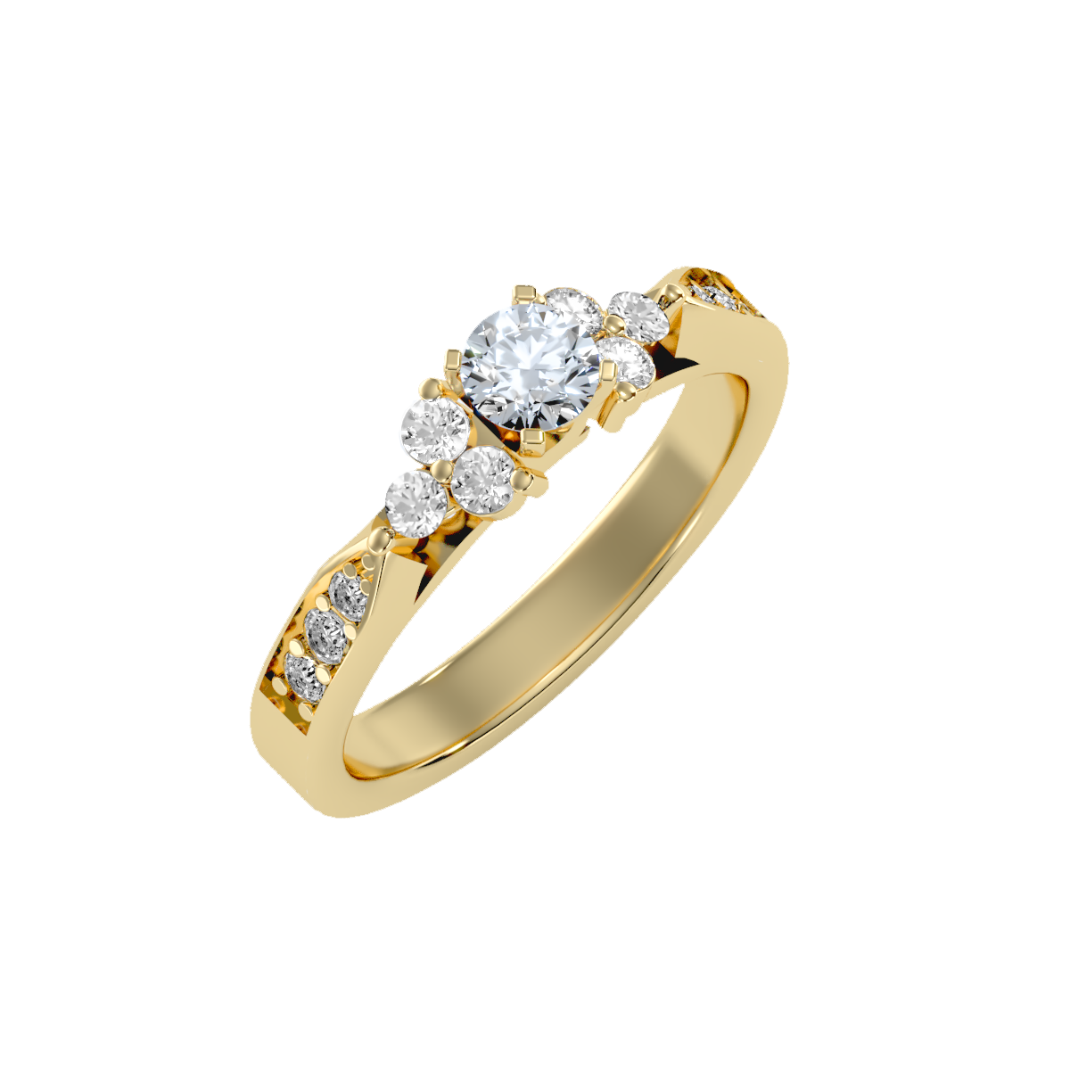 Solitaire ring with accent stones .69 ct