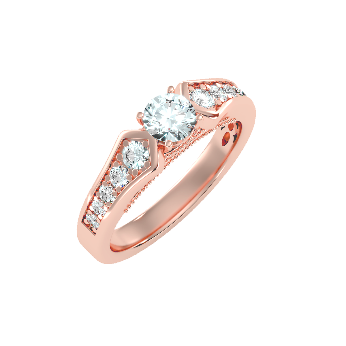 Solitaire ring with accent stones .92 ct