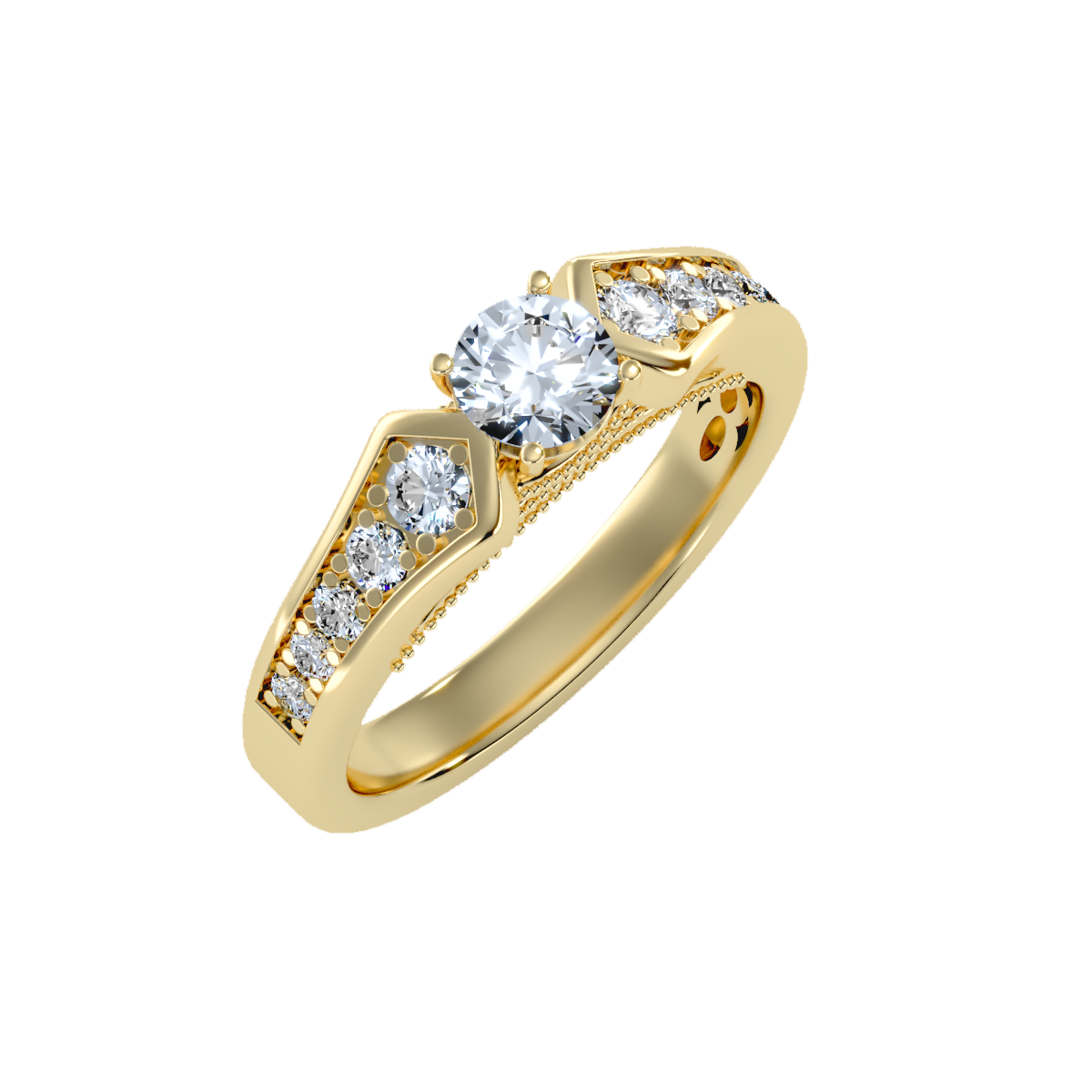 Solitaire ring with accent stones .92 ct