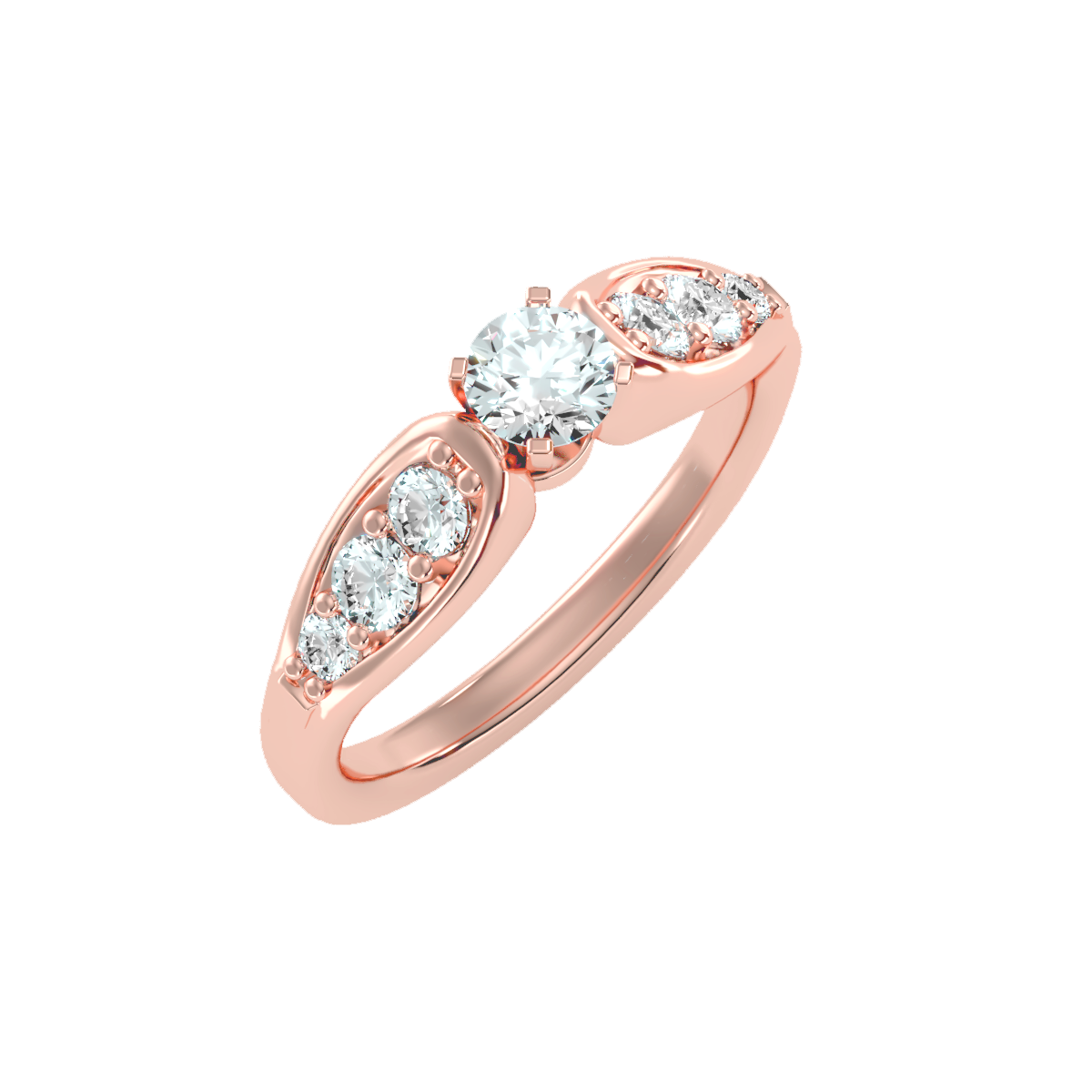 Solitaire ring with accent stones .90 ct