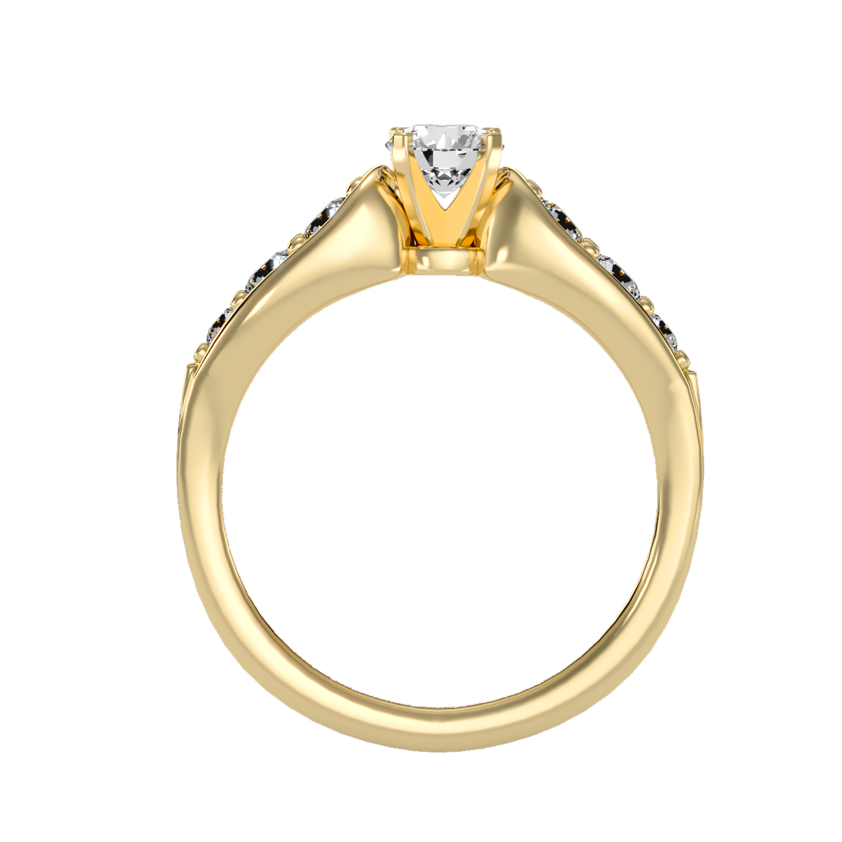 Solitaire ring with accent stones .90 ct