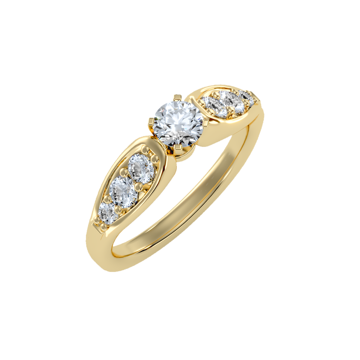Solitaire ring with accent stones .90 ct