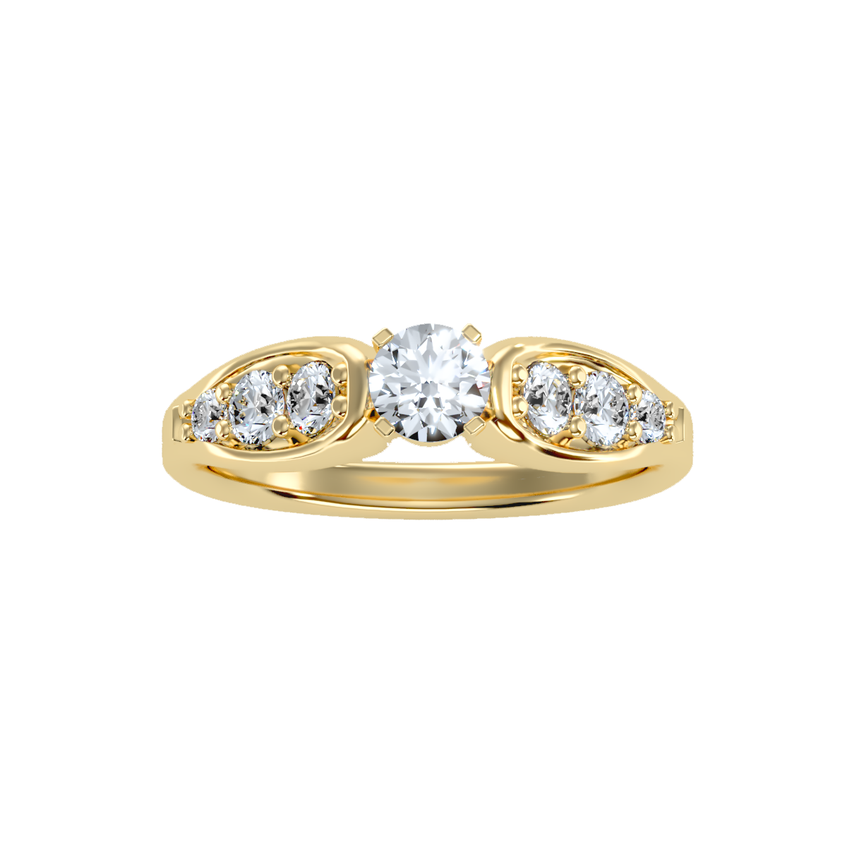 Solitaire ring with accent stones .90 ct