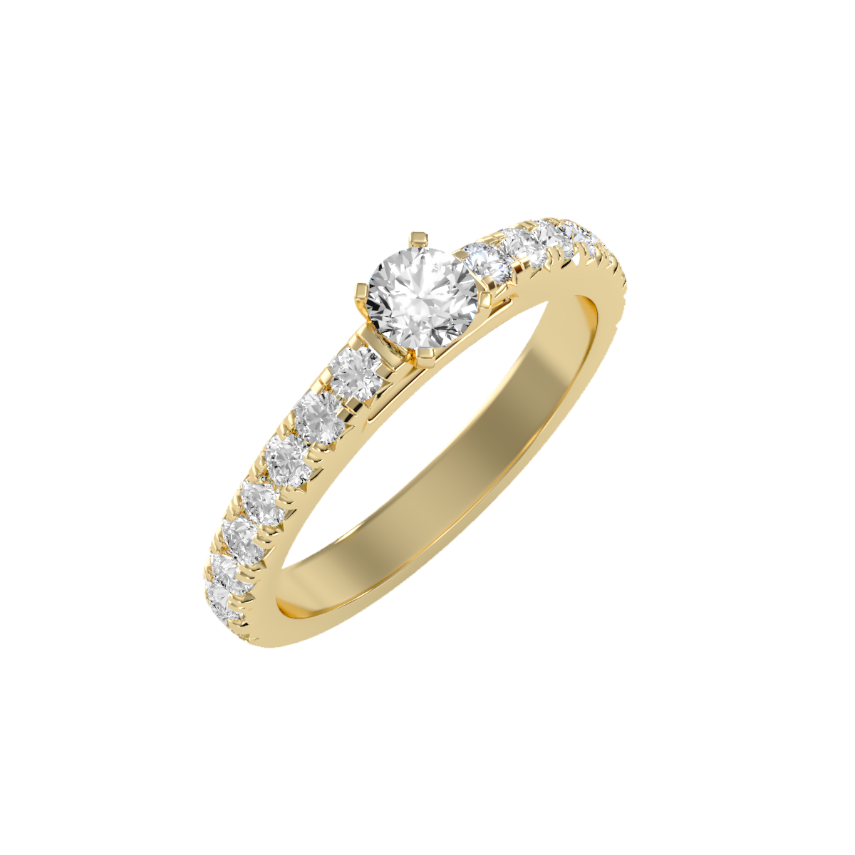 Solitaire ring with accent stones .97 ct