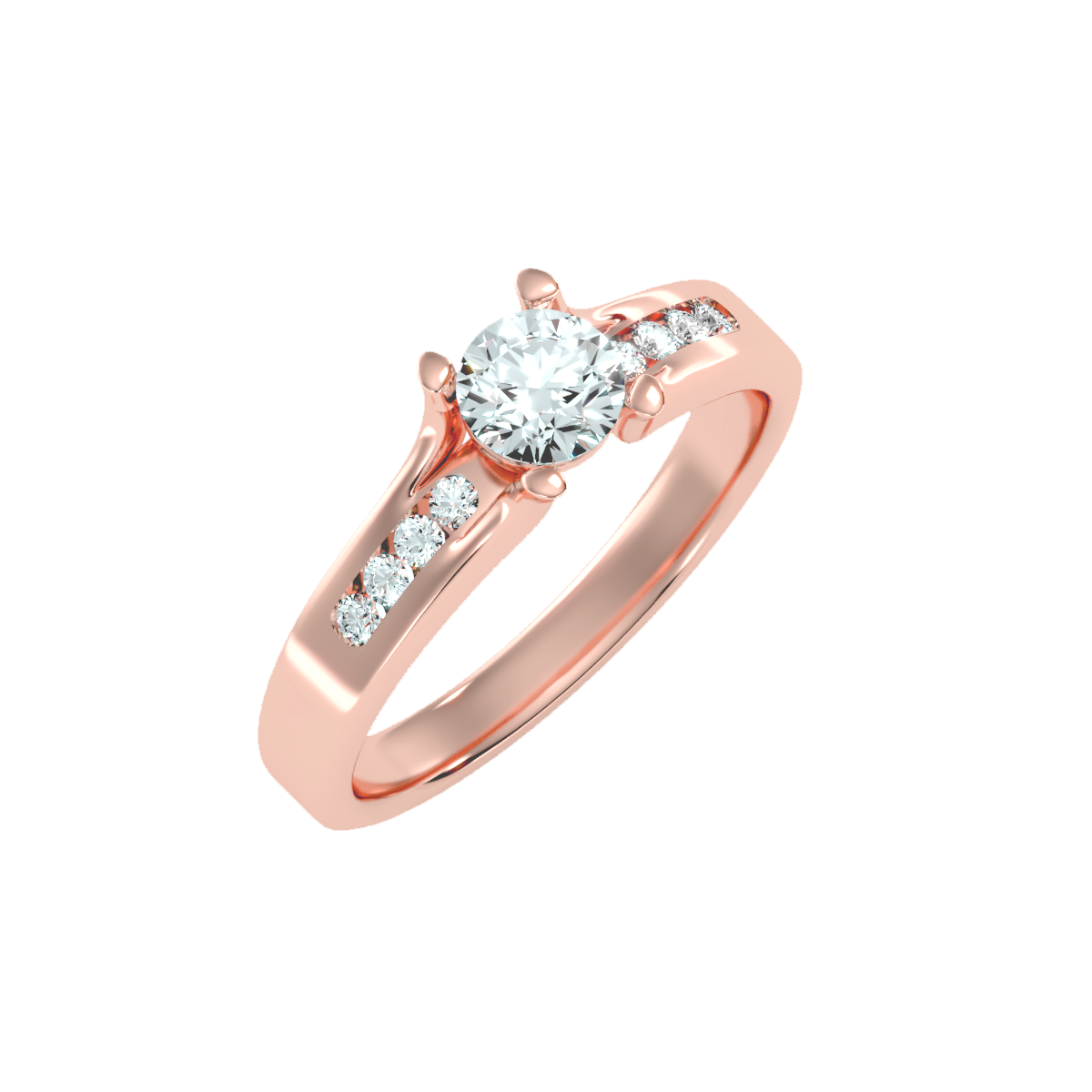 Solitaire ring with accent stones .65 ct