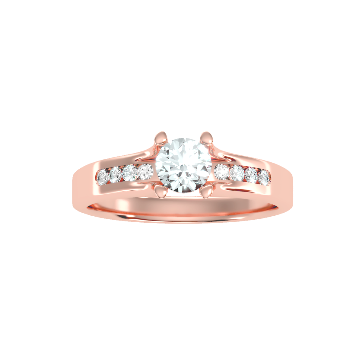 Solitaire ring with accent stones .65 ct