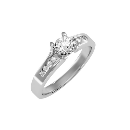 Solitaire ring with accent stones .65 ct