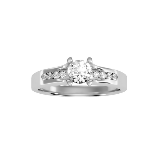 Solitaire ring with accent stones .65 ct