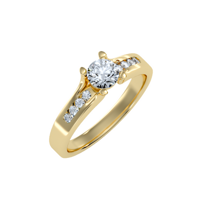 Solitaire ring with accent stones .65 ct