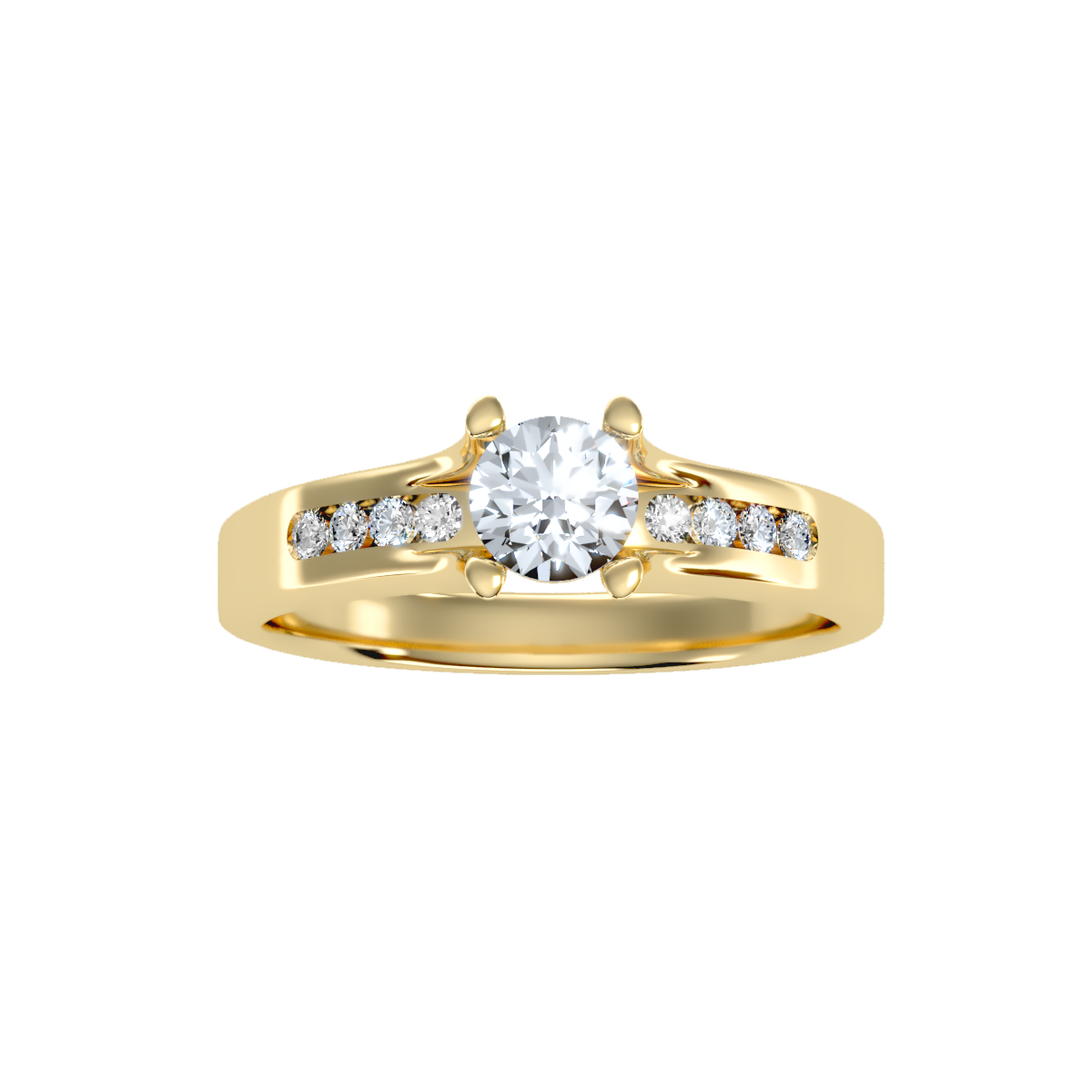 Solitaire ring with accent stones .65 ct