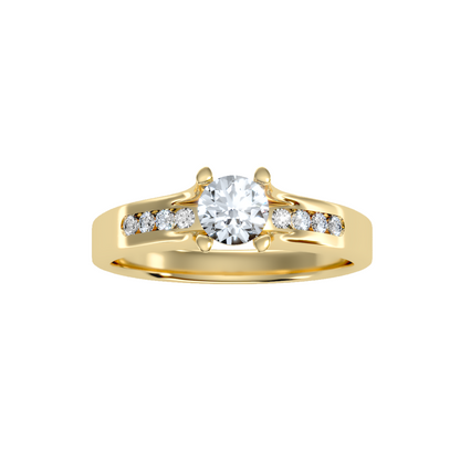 Solitaire ring with accent stones .65 ct