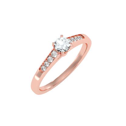 Solitaire ring with accent stones .46 ct