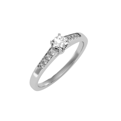 Solitaire ring with accent stones .46 ct