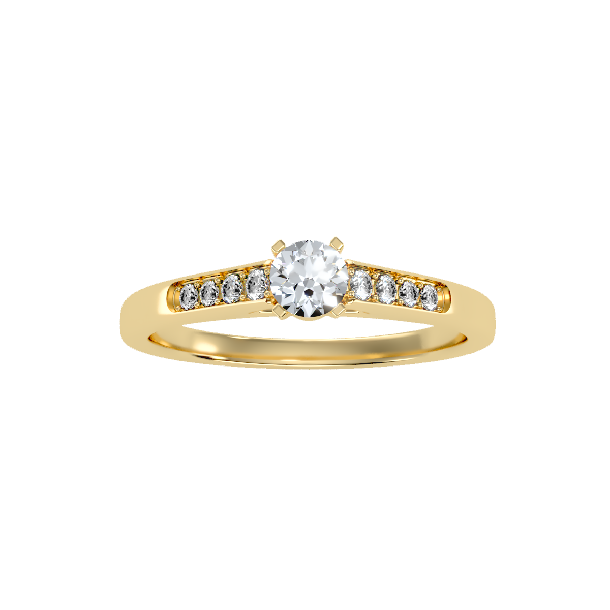Solitaire ring with accent stones .46 ct