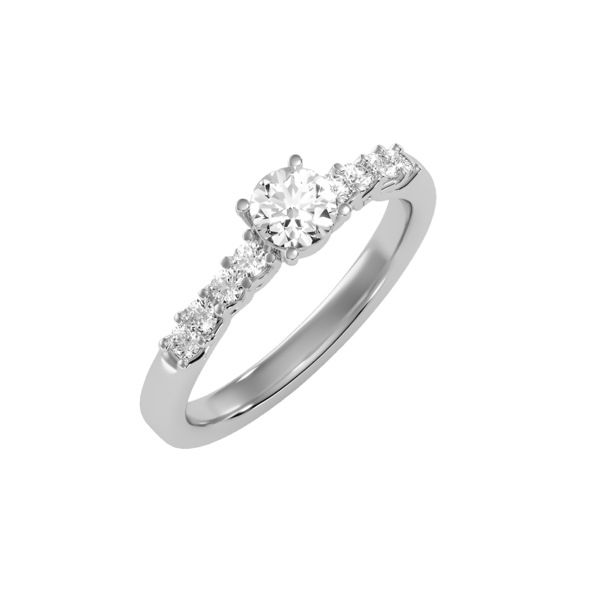 Solitaire ring with accent stones .71 ct